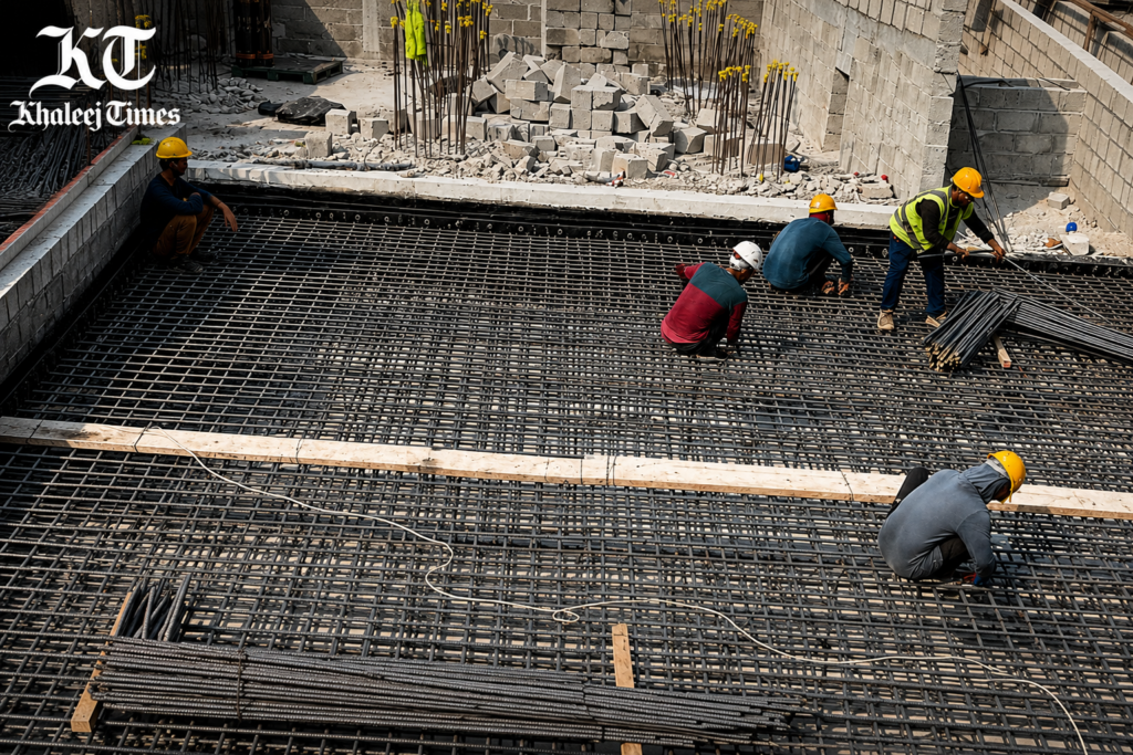 Construction workers carrying out structural works at Ramada Residences Dubai Islands