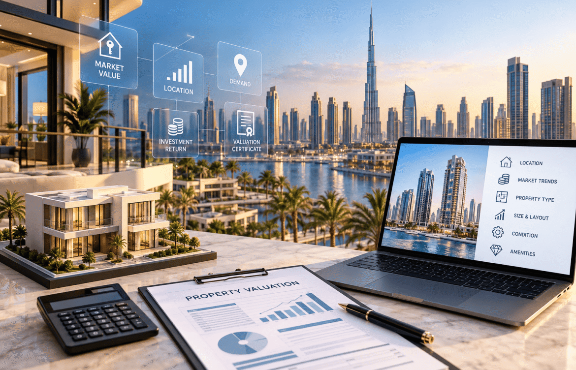 Property valuation in Dubai 2026 showing a modern Dubai residential property