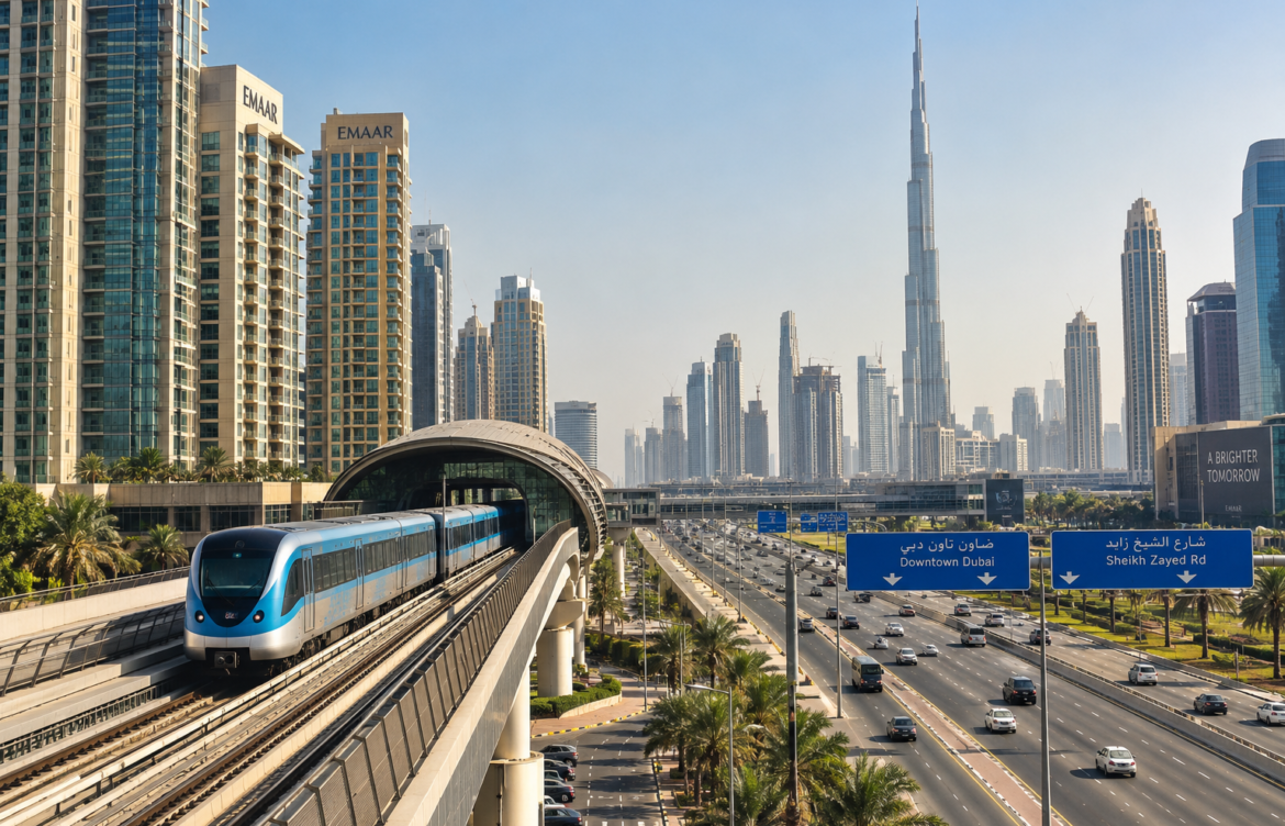 Dubai roads and Metro infrastructure influencing property values and real estate development